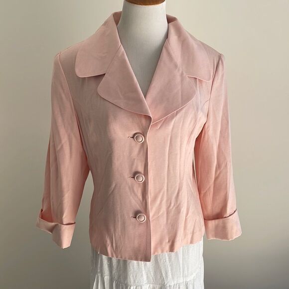 Suit jacket light peach three button by Newport News style works women’s 10 - Picture 1 of 10